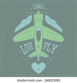 emblem of the airplane, and the flight of love. vector format.