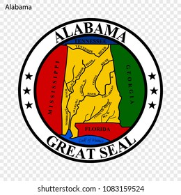 Emblem Of Alabama, State Of USA. Vector Illustration