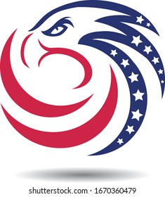Emblem American Eagle sign with flags for background