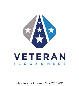  Emblem American Veteran Shield Patriotic National Logo Design Vector