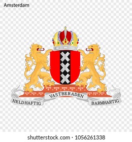 Emblem of Amsterdam. City of Netherlands. Vector illustration