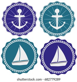 The emblem with the anchor and the boat