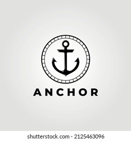 Emblem Anchor Ship Logo Vector Design Illustration