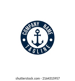 emblem anchor symbol icon vector logo design