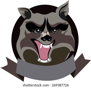 emblem with an angry raccoon