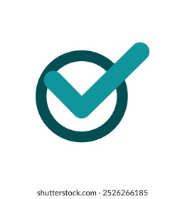 The Emblem of Approval: A Teal Checkmark Encircled Signifying Confirmation and Completion in a World of Choices