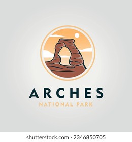 emblem arches logo vector vintage, USA national park design illustration