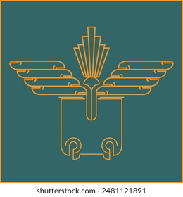 The emblem in the Art Deco style is the wings of Ahura Mazda