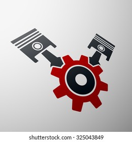Emblem the automobile engine. Stock vector image.