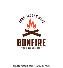 Emblem badge campfire bonfire logo design 