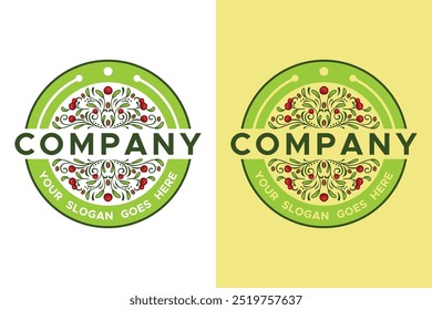 emblem badge cranberry fruit and leaf illustration vector logo design