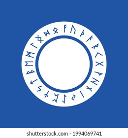 Emblem badge with geometric and minimalist elder futark viking runes.