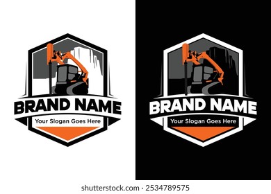 emblem badge Heavy equipment auger vector illustration logo design