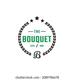 Emblem Badge Letter B and Leaf for Vintage Bouquet Logo Design Inspiration