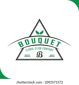 Emblem Letra B y hoja para el diseño del logotipo de Bouquet vintage Inspiración