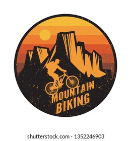 Emblem, badge or logotype of a rider on a mountain bike, vector illustration