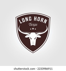 emblem badge of longhorn skull logo vector illustration design