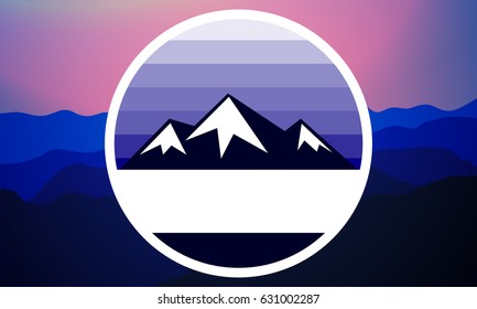 Emblem badge with mountains