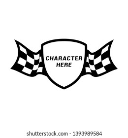 Emblem badge race flag, checkered flag template with shield