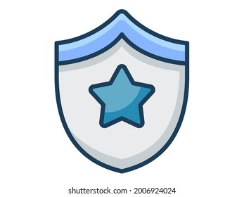 emblem badge star shield single isolated icon with filled line style vector illustration