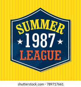 emblem or badge summer league design with bright color perfect for t shirt design and etc