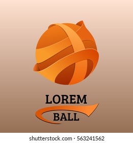 Emblem for ball game. Basketball, streetball, volleyball, handball or soccer 3d logo. Vector template