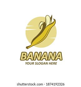 emblem of banana tropical fruit isolated on white background