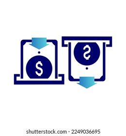 emblem for bank withdrawing and transferring money, vector logo icon