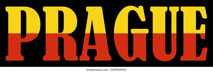 Emblem banner Czech capital city Prague flag symbol vector illustration isolated. Patriotic sign of town in Czech Republic, Europe EU. Travel trip souvenir Prague sticker. Tourists T shirt print stamp