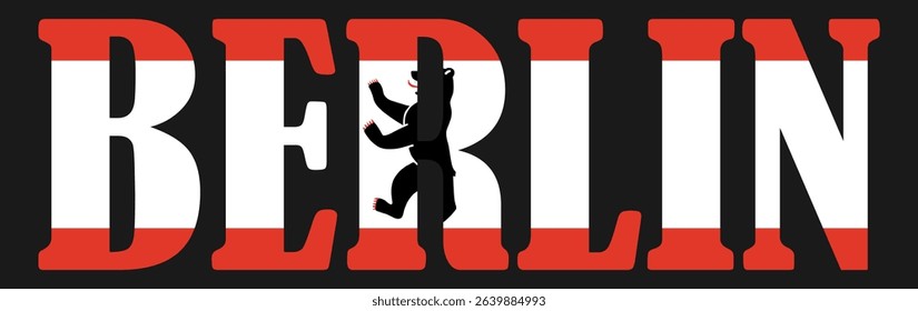 Emblem banner Germany city Berlin flag national symbol vector illustration isolated. Patriotic sign of town in Europe, EU. Travel and trip souvenir Berlin sticker for tourists. T shirt print stamp.