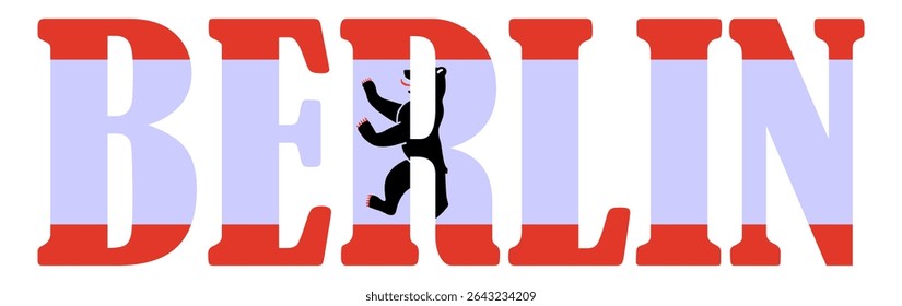Emblem banner Germany city Berlin flag national symbol vector illustration isolated. Patriotic sign of town in Europe, EU. Travel and trip souvenir Berlin sticker for tourists. T shirt print stamp.