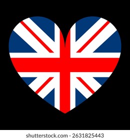 Emblem banner heart flag Great Britain badge vector illustration isolated. Patriotic United kingdom sticker, national symbol. Europe state UK.
