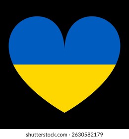Emblem banner heart flag Ukraine badge vector illustration isolated. Patriotic Ukraine sticker, national symbol. Europe state.
