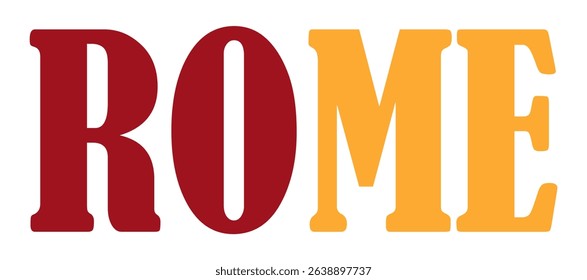 Emblem banner Italy capital city Rome flag symbol vector illustration isolated. Patriotic sign of town in Italy Republic, Europe, EU. Travel trip souvenir Rome sticker. Tourists T shirt print stamp