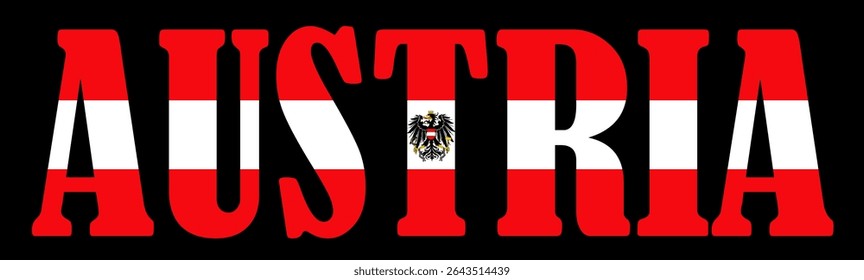 Emblem banner state Austria flag national symbol vector illustration isolated. Patriotic sign of state in Europe, EU member. Travel and trip souvenir Austria sticker for tourists.