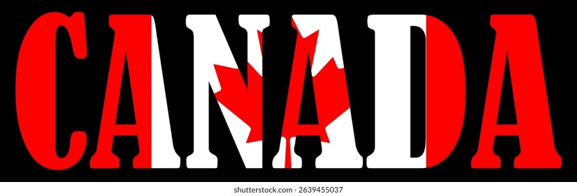 Emblem banner state Canada flag national symbol vector illustration isolated. Patriotic sign of state in North America. Travel and trip souvenir Canada sticker for tourists. T shirt print stamp.