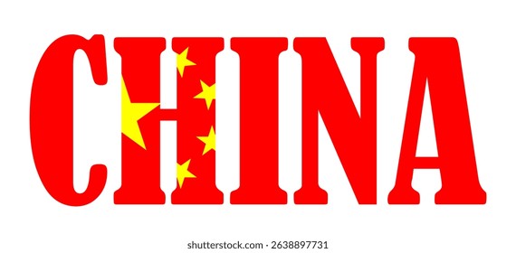 Emblem banner state China flag national symbol vector illustration isolated. Patriotic sign of state in Asia. Travel and trip souvenir China sticker for tourists. T shirt print.