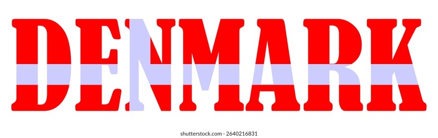 Estado del Anuncio del emblema Ilustración vectorial del símbolo nacional de la bandera de Dinamarca aislado. Signo patriótico del estado escandinavo en Europa. Viaje y recuerdo de viaje Dinamarca pegatina para los turistas. País nórdico.