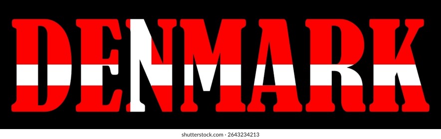 Emblem banner state Denmark flag national symbol vector illustration isolated. Patriotic sign of Scandinavian state in Europe. Travel and trip souvenir Denmark sticker for tourists. Nordic country.