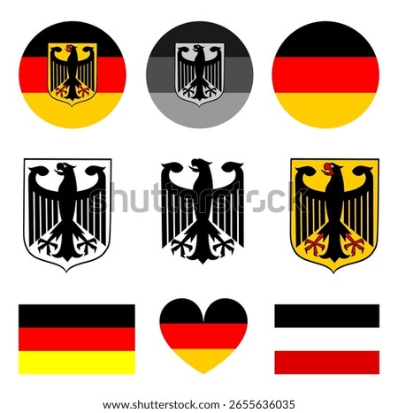 Emblem banner state Germany flag national symbol vector illustration isolated. Patriotic sign state in Europe, EU member. Circle badge Germany flag sticker. T shirt print tourist. Coat of arms Germany