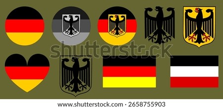 Emblem banner state Germany flag national symbol vector illustration isolated. Patriotic sign state in Europe, EU member. Circle badge Germany flag sticker. T shirt print tourist. Coat of arms Germany