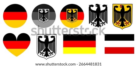 Emblem banner state Germany flag national symbol vector illustration isolated. Patriotic sign state in Europe, EU member. Circle badge Germany flag sticker. T shirt print tourist. Coat of arms Germany