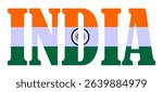 Emblem banner state India flag national symbol vector illustration isolated. Patriotic sign of state in Asia. Travel and trip souvenir India sticker for tourists. T shirt print stamp.