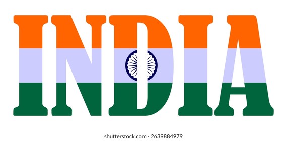 Emblem banner state India flag national symbol vector illustration isolated. Patriotic sign of state in Asia. Travel and trip souvenir India sticker for tourists. T shirt print stamp.