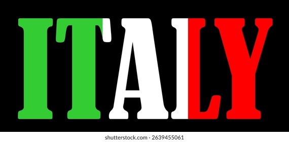 Emblem banner state Italy flag national symbol vector illustration isolated. Patriotic sign of state in Europe, EU. Travel and trip souvenir Italy sticker for tourists. Europe Union. T shirt print.