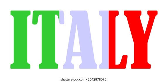Emblem banner state Italy flag national symbol vector illustration isolated. Patriotic sign of state in Europe, EU. Travel and trip souvenir Italy sticker for tourists. Europe Union. T shirt print.