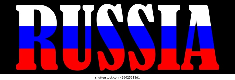 Emblem banner state Russia flag national symbol vector illustration isolated. Patriotic sign of state in Europe and Asia. Travel and trip souvenir Russia sticker for tourists. Russian Federation.