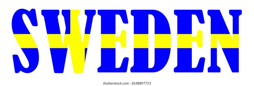 Emblem banner state Sweden flag national symbol vector illustration isolated. Patriotic sign of Scandinavian state in Europe. Travel and trip souvenir Sweden sticker for tourists. T shirt print.