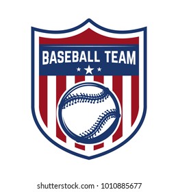 Emblem with baseball ball. Design element for logo, label, emblem, sign, badge. Vector illustration