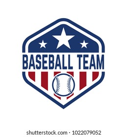 Emblem with baseball ball. Design element for logo, label, emblem, sign, badge. Vector illustration